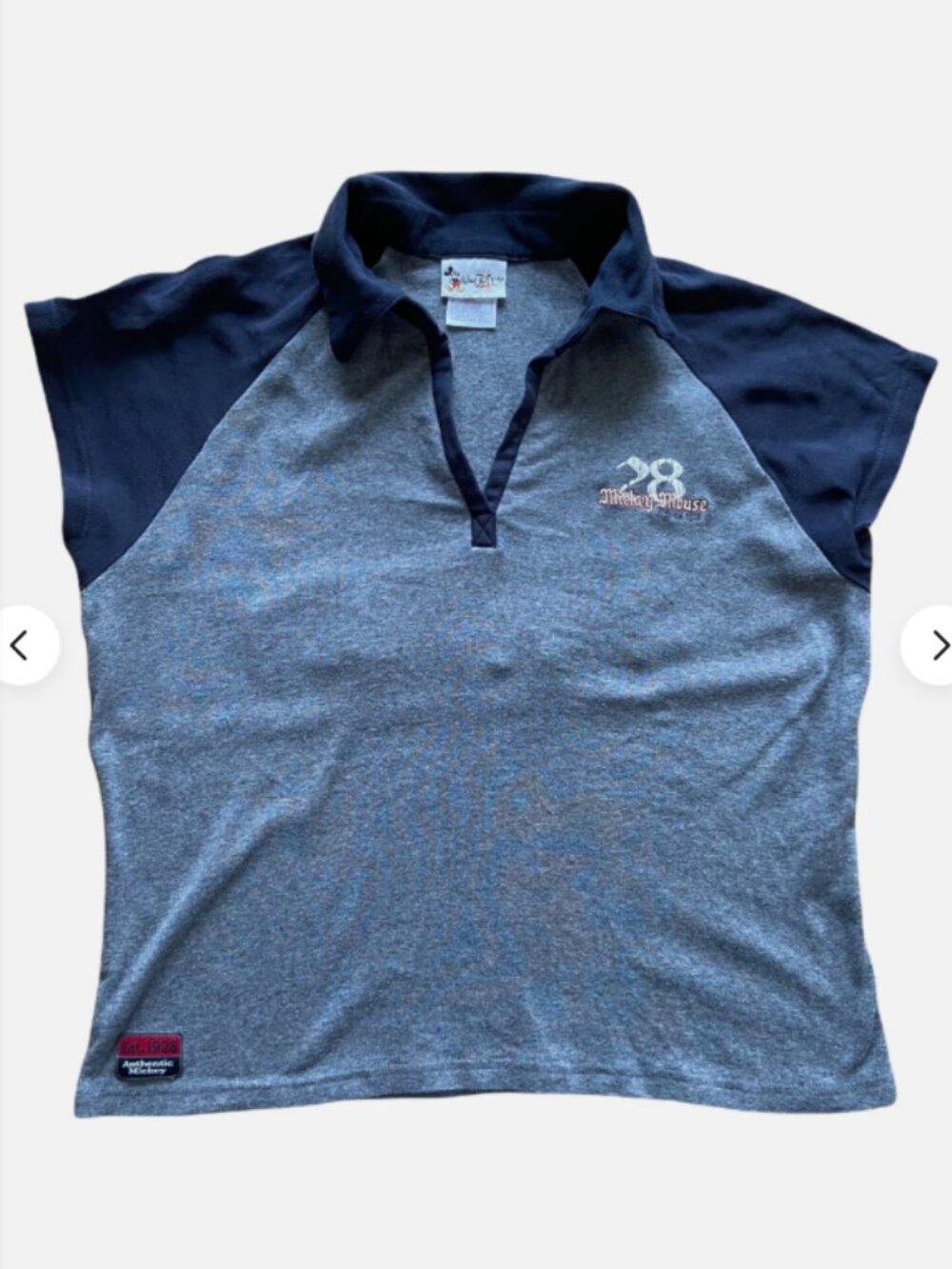Vintage Disney World Official 90s/Y2K Raglan Polo Shirt, Grey/Navy - Size XXL